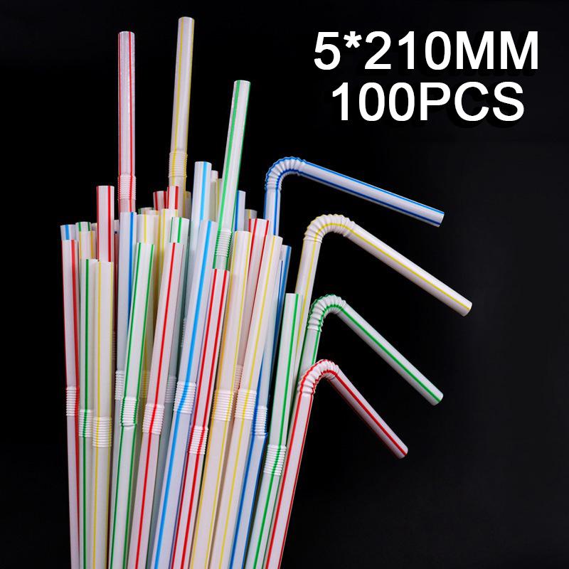 Bendable Plastic Straws for Drinks Cocktail Granite Straw Plastic Drinking Tubes Multicolor Fluorescent Plastic Drinking Straws