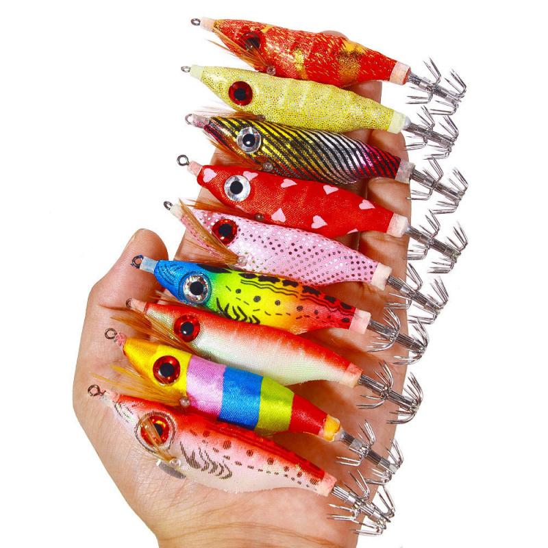 Bionic shrimp10CM-9GLuminous Wooden Shrimp Fishing Lure Squid Hook Set Big Eye Shrimp Lure Bait Night Fishing Imitation Shrimp