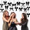 Clabby Black Bow Birthday Decorations Black Coquette Hanging Swirls Garland Banner Bow Party Decorations Ribbon Paper Cutouts for Girls Baby Shower