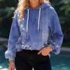 Women's Floral Print Loose Casual Long Sleeved Hooded Sweatshirt