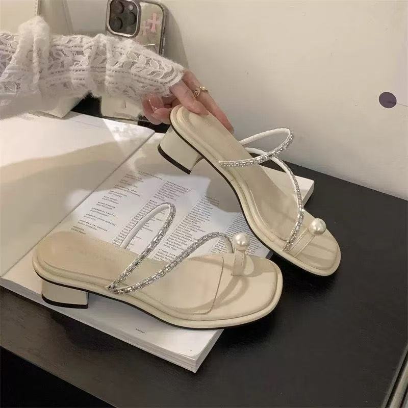 

High-heeled sandals New summer wear with skirt Roman beach French cool slippers 35【foot length 22.5cm】