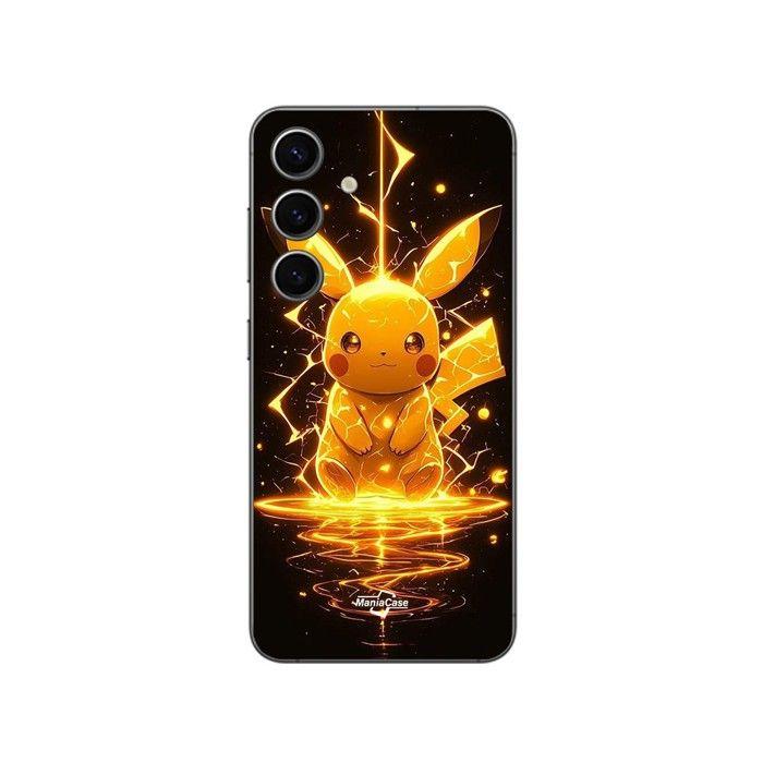 Coque de téléphone - MANIACASE - Samsung Galaxy S24 - Pikachu Eclair - Silicone TPU - Noir
