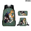 3Pcs Set Book Bags Kids Bags 3D New Gas Lamp Area The Gaslight District Backpack Student Backpack Crossbody Bag Pen Bag