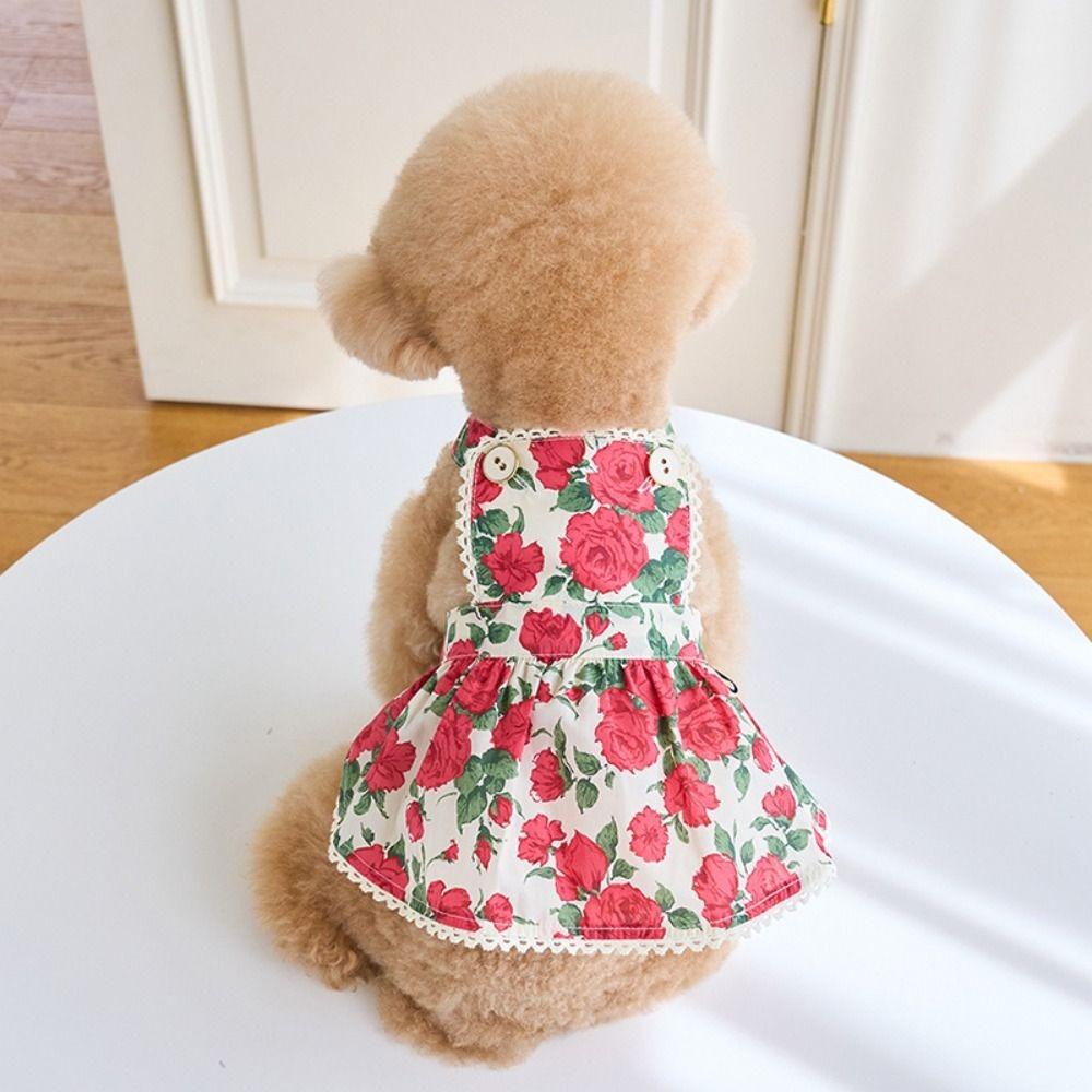 Comfortable Cute Rose Flower Dog Dress Soft Breathable Pet Summer Clothes Thin Design Dog Vest Puppy