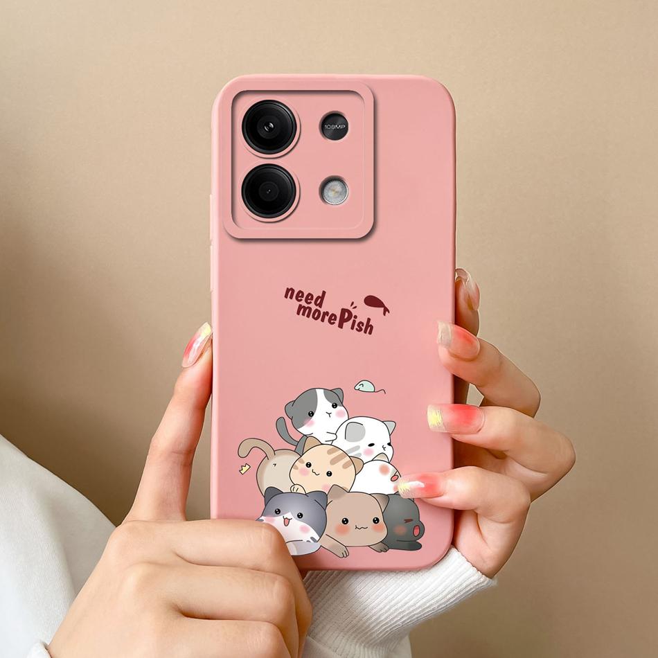 For Xiaomi Redmi Note 13 Pro Phone Case Bear Liquid Silicone Full Protection Anti Drop Cover For Redmi Note13 13Pro 4G 5G Capa