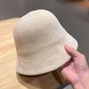 British Style Women Panama Cap Chenille Bucket Hat Sweet Knitted Fisherman Hat  Ladies