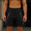 INCERUN Men Drawstring Elastic Waist Side Zip-up Casual Rib Shorts Pants Home Wear