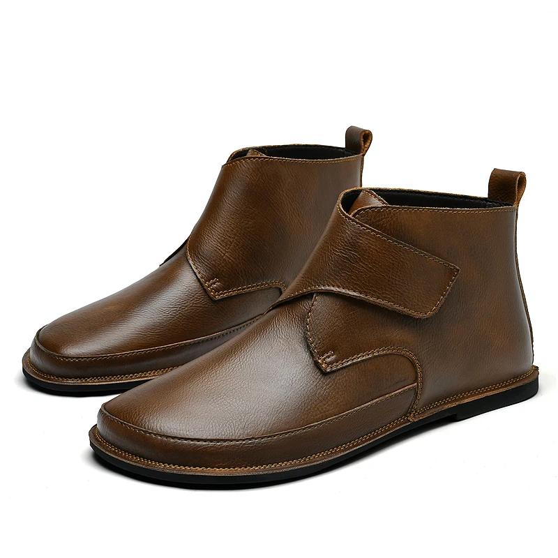 Fashion Italian Men Handmade Flat Designer Chelsea Business Dress Boots Brand Comfy Genuine Leather Shoes Fashion Classic Chelsea Boots