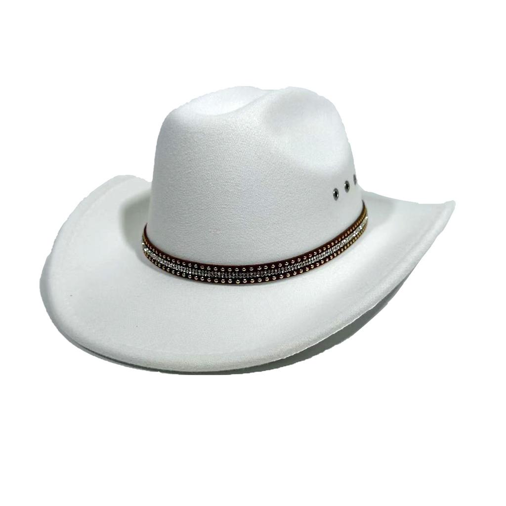 European And American Classic Western Cowboy Hat Woolen Big Brim Men'S And Women'S Knight Hat Outdoor Hat Sunshade Sunscreen Top Hat