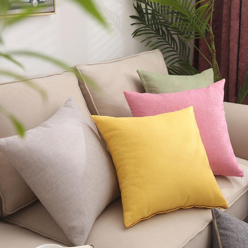 Simple Solid Color Pillow Linen Home Pillow Case Sofa Cushion