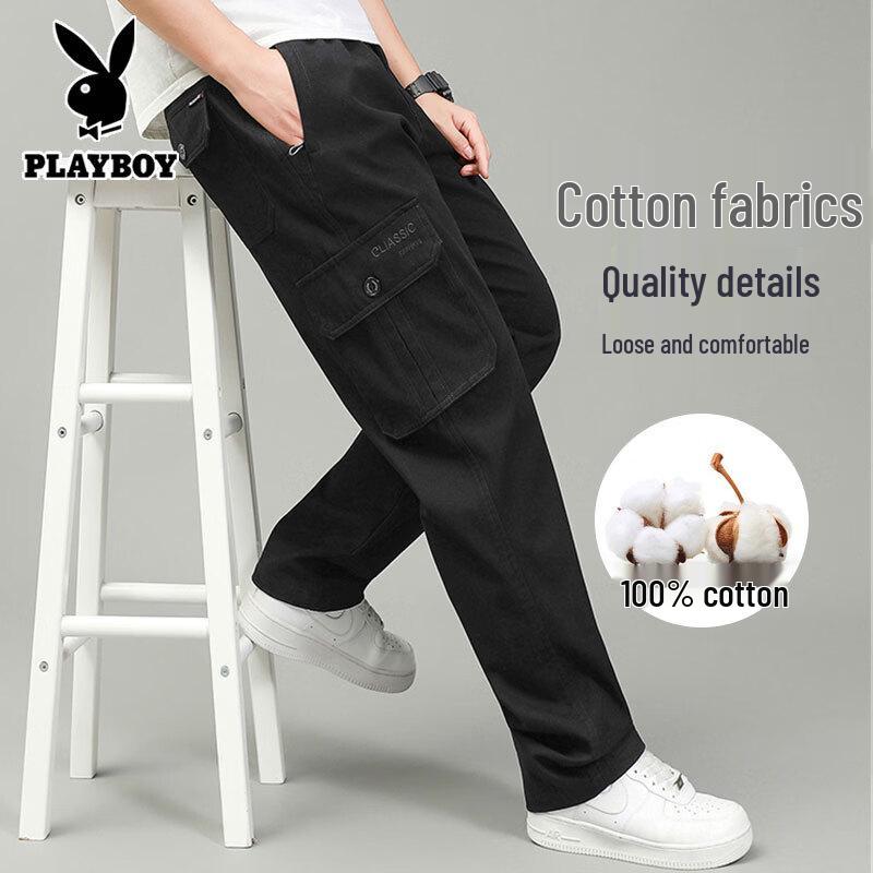 PLAYBOY Men s Pure Cotton Multi-Pocket Cargo Pants 2XL