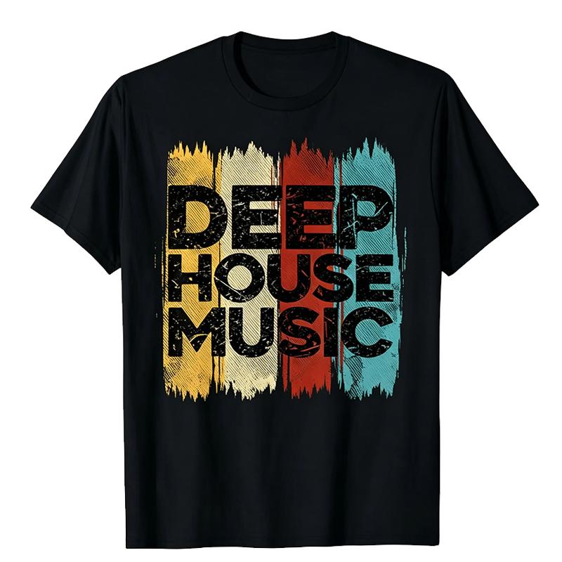 Deep House Music Art - Minimalist Design for DJ, Raver EDM T-Shirt Custom Printed Graphic T Shirts Vintage T Shirt Camisas