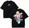 2026 Camiseta de Anime Lavada Negra Vintage My Dress-Up Darling Marin Kitagawa Estampado Doble Cara Camiseta Streetwear Harajuku