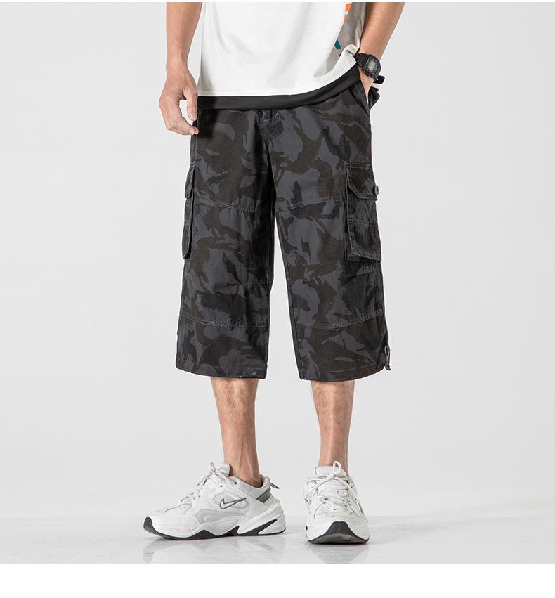 Pantaloncini in Cotone Sotto il Ginocchio Lunghi 3/4 da Uomo Pantaloni Capri Tattici Multi Tasche Pantaloni Cargo da Lavoro Estivi in Twill Uomo