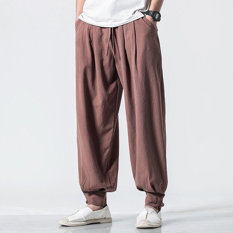 Monk Loose Cotton-Linen Meditation Pants - Hemmed for Spring & Summer