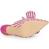 Allegra K Women's Striped Bow Slip Slide Mule with Stiletto Heel, Hot Pink, Size 27.5cm