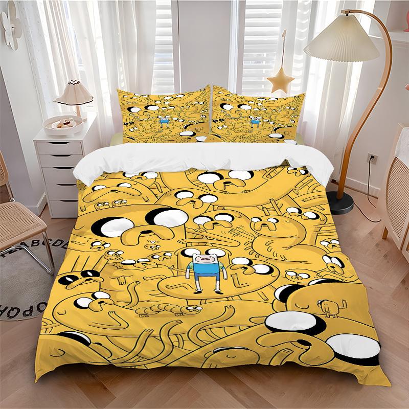 

3pcs bedding set Adventure Time Jake Includes 1 Comforter+2 Pillowcases, Without Pillow Inserts, Soft Comfortable, Lightweight Breathable215 135x200cm