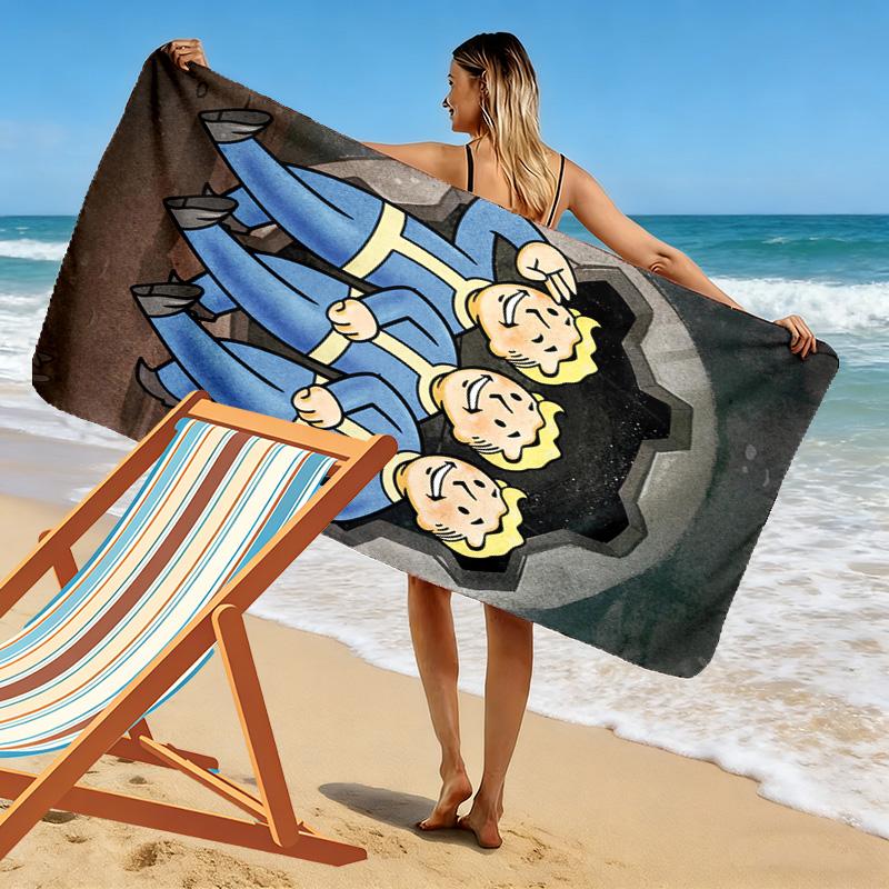 Fallout Print Beach Towel, Large Soft Quick Dry Towel for Beach Camping Swimming