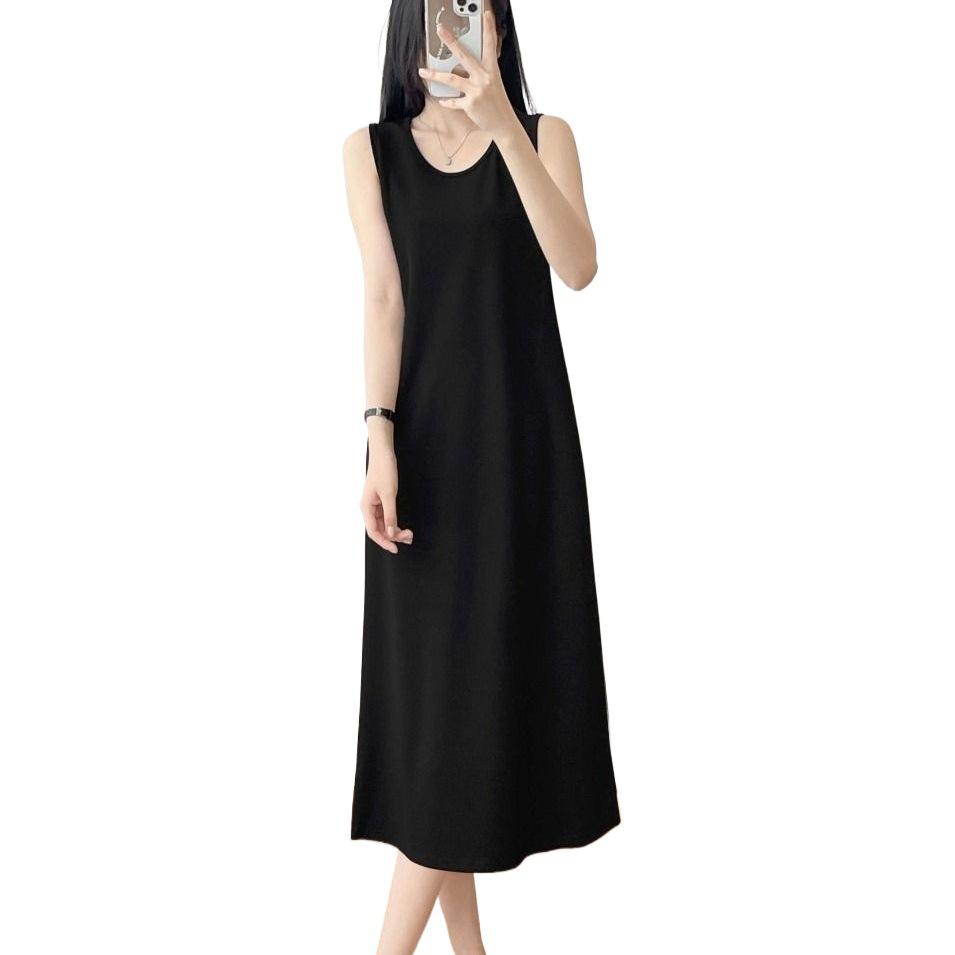 Women's Retro Denim Jacket & Long Sleeveless Vest Dress Set - Summer Slimming Tummy Cover