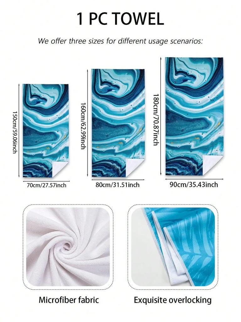 1pc Style Blue Mandalay Pattern Beach Towel,Ultra-Fine Fiber Beach Blanket,Highly Absorbent Bath Towel,Suitable For Summer