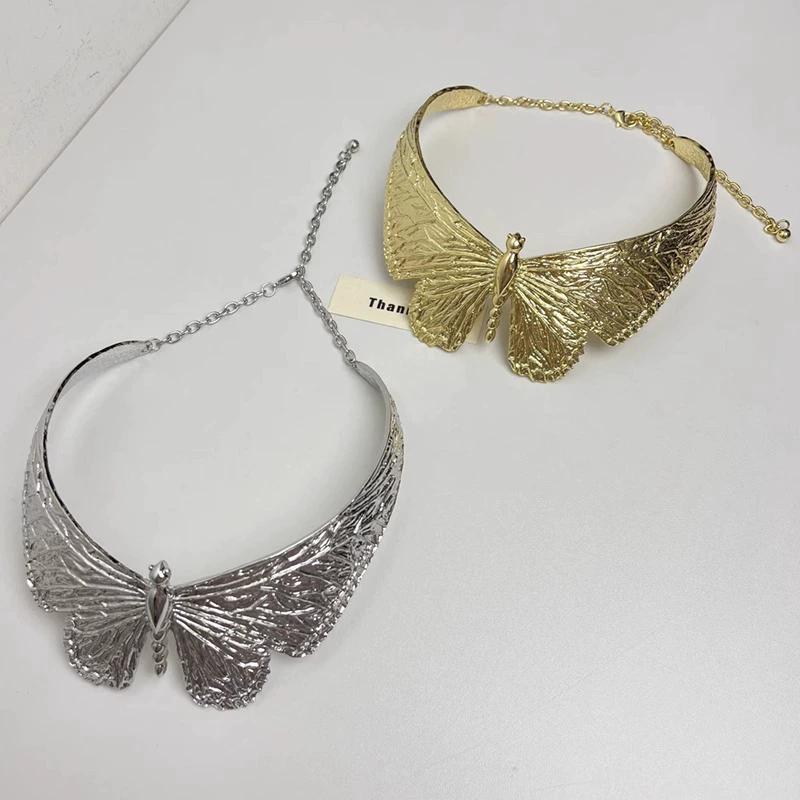 Exaggerated Metal Thick Chain Stitching Necklace Women's High Hip Hop Style Choker Fashion Trend Jewelry Accessories