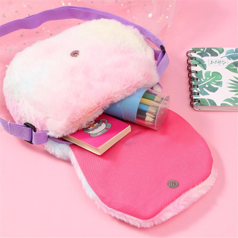 Kids Lovely Shoulder Bag Children Plush Cartoon Single Horned Horse Messenger Bag Coin Purse