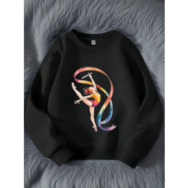 Kids Crewneck Long Sleeve Sweatshirt with Ribbon Dancer Print 110