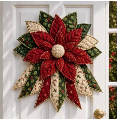 2026 DIY Nähset Weihnachts-Türhänger-Kranz Gesteppter Stoff DIY Handgemachter Weihnachtsbaum Feiertagsbasteln Heimdekoration Geschenke