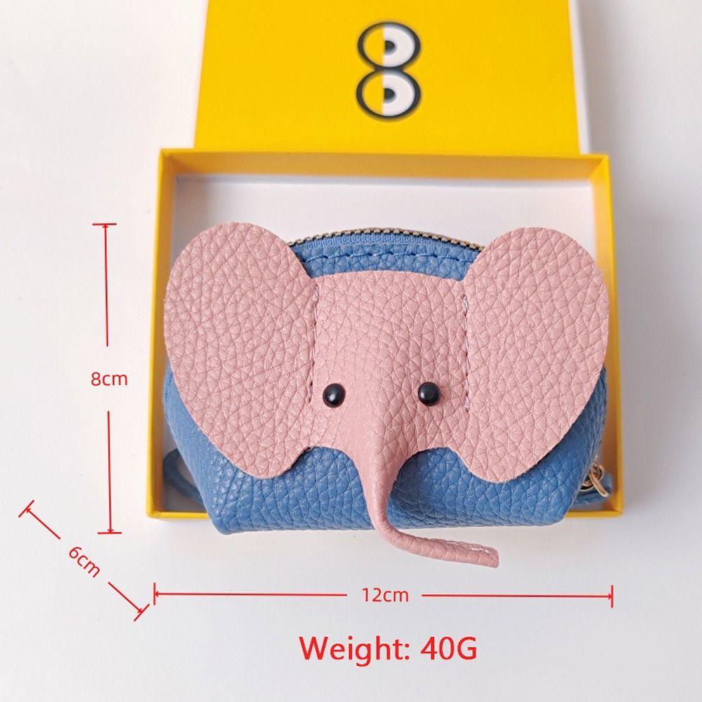 Pendant Design PU Leather Elephant Bag Multifunctional Zipper Closure Coin Purse Key Ring Creative Design Money Pouch Key Holder
