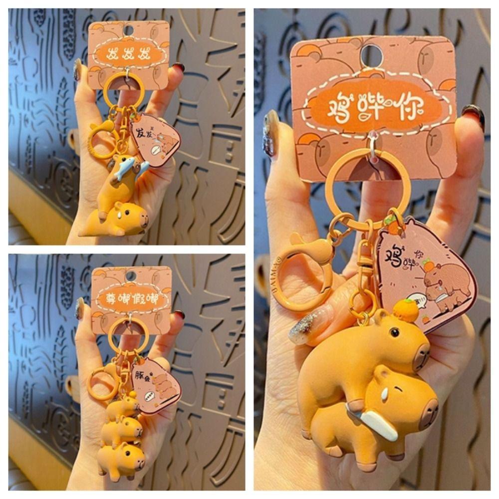 Cute Capybara Pendant Kawaii Capibara Keyring Unisex Capybara Keychain  Hanging Accessory