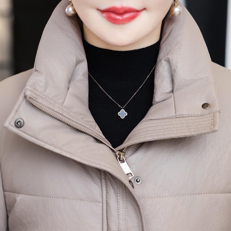 Middle Age Woman Winter Long Faux Sheepskin Coats Elegant Thick Warm Winter Parkas Female Leather Jacket