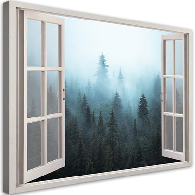 Fototapeta Pohľad z okna Les v prírode v hmle