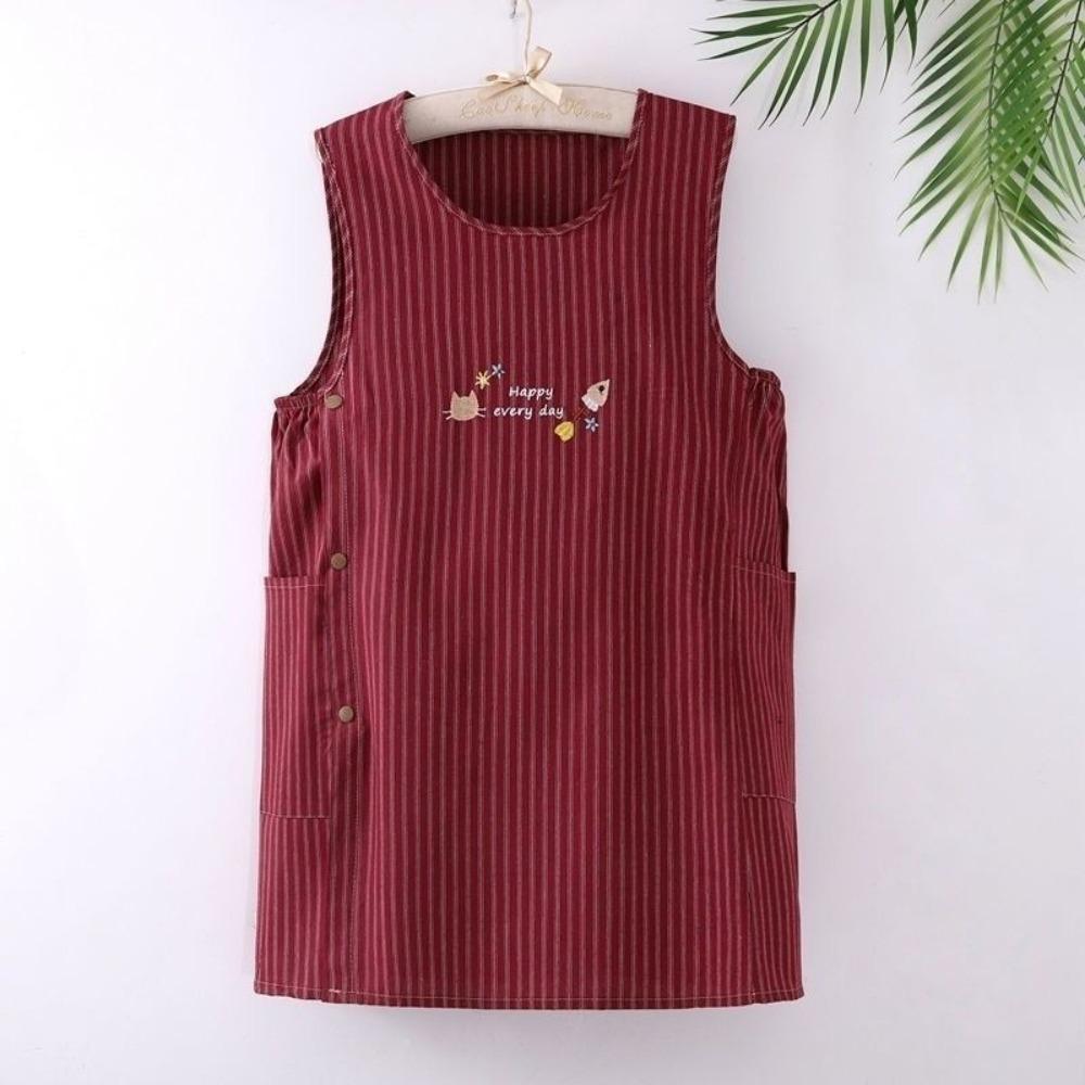 Dirt Resistant Kitchen Aprons Oil-Proof Vest Apron Household Striped Sleeveless Aprons  Coffee Chef