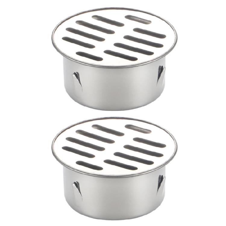 2pcs Modern Round Shower Floor Drain with Middle Drainages and Hair Trap Features Easy Maintenance and Easy Installion