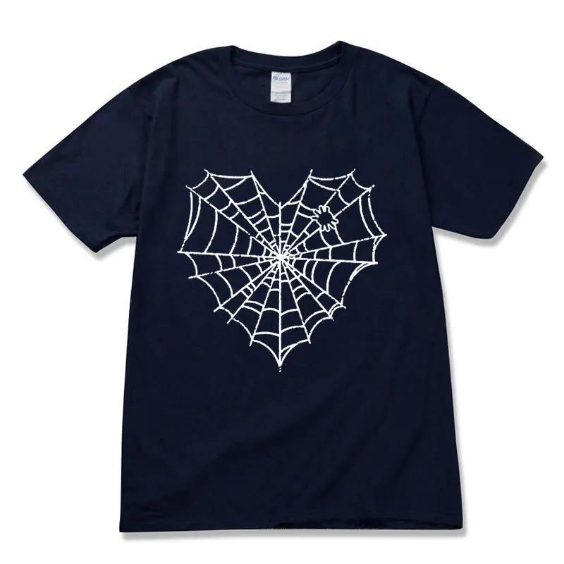 Dark Spider Web Printed Unisexs and Womens Casual Sports Tshirt Couple Modal Fabric Shortsleeved Top Streetwear Graphic Tshirts