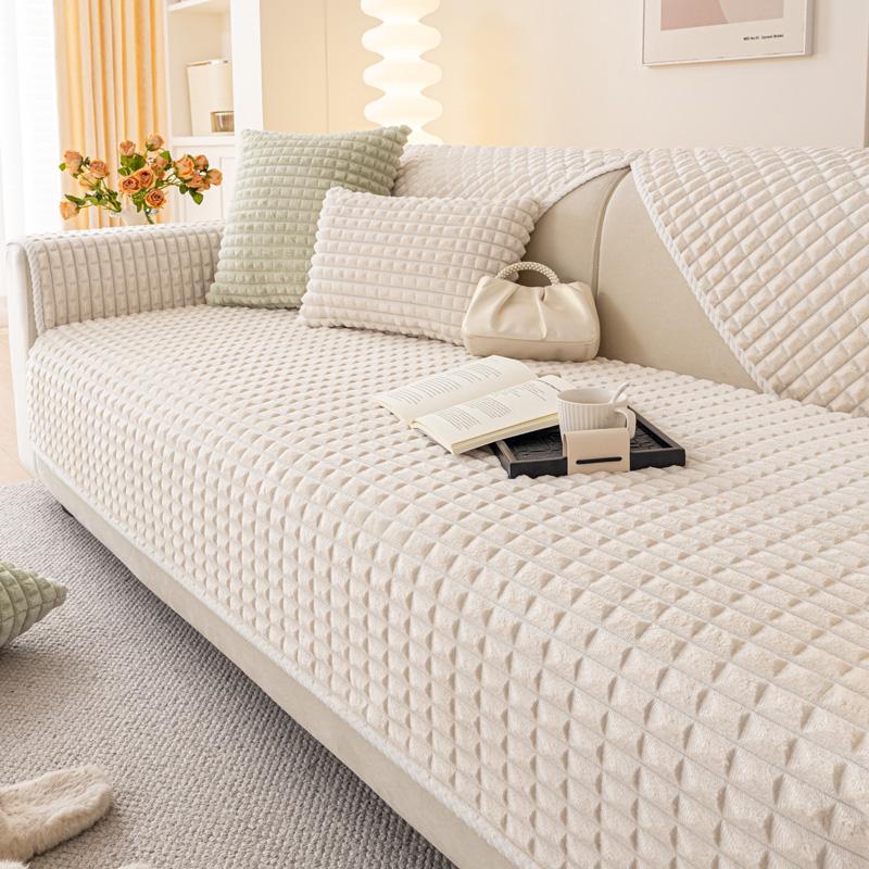 Kış Peluş Kanepe Minderi Kalınlaştırılmış Sıcak Kaymaz Kanepe Kılıfı Her Şey Dahil Evrensel Kanepe Havlusu Tam Kapak Kumaş