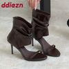 Fashion Fashion Open Toe Women Thin Heels Ankle Sandals Boots Shoes With Zippers Female Heeled Modern Sandals Booties Shoes For Ladies