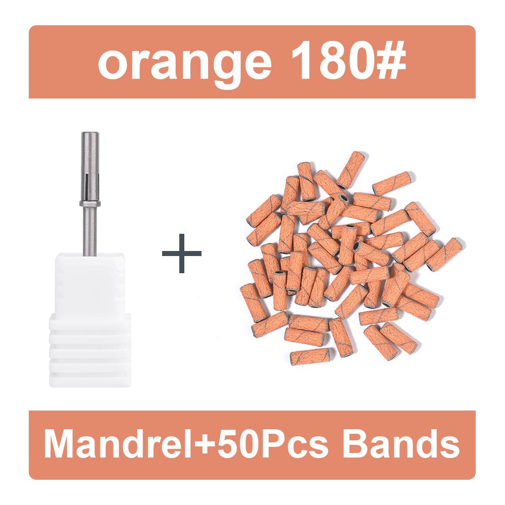 50Pcs 3MM Mini Nail Sanding Bands With Shaft 3/32" Nail Drill Bits Sand Bands Dead Skin Calluses Nail Gel Remove Nail Tool Set