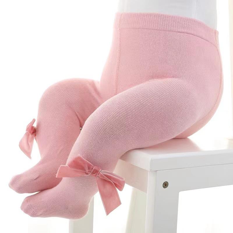 

Колготки для новорожденных девочек, однотонные леггинсы с бантом, длинные чулки на все времена, 5 цветов, 0-2 года M