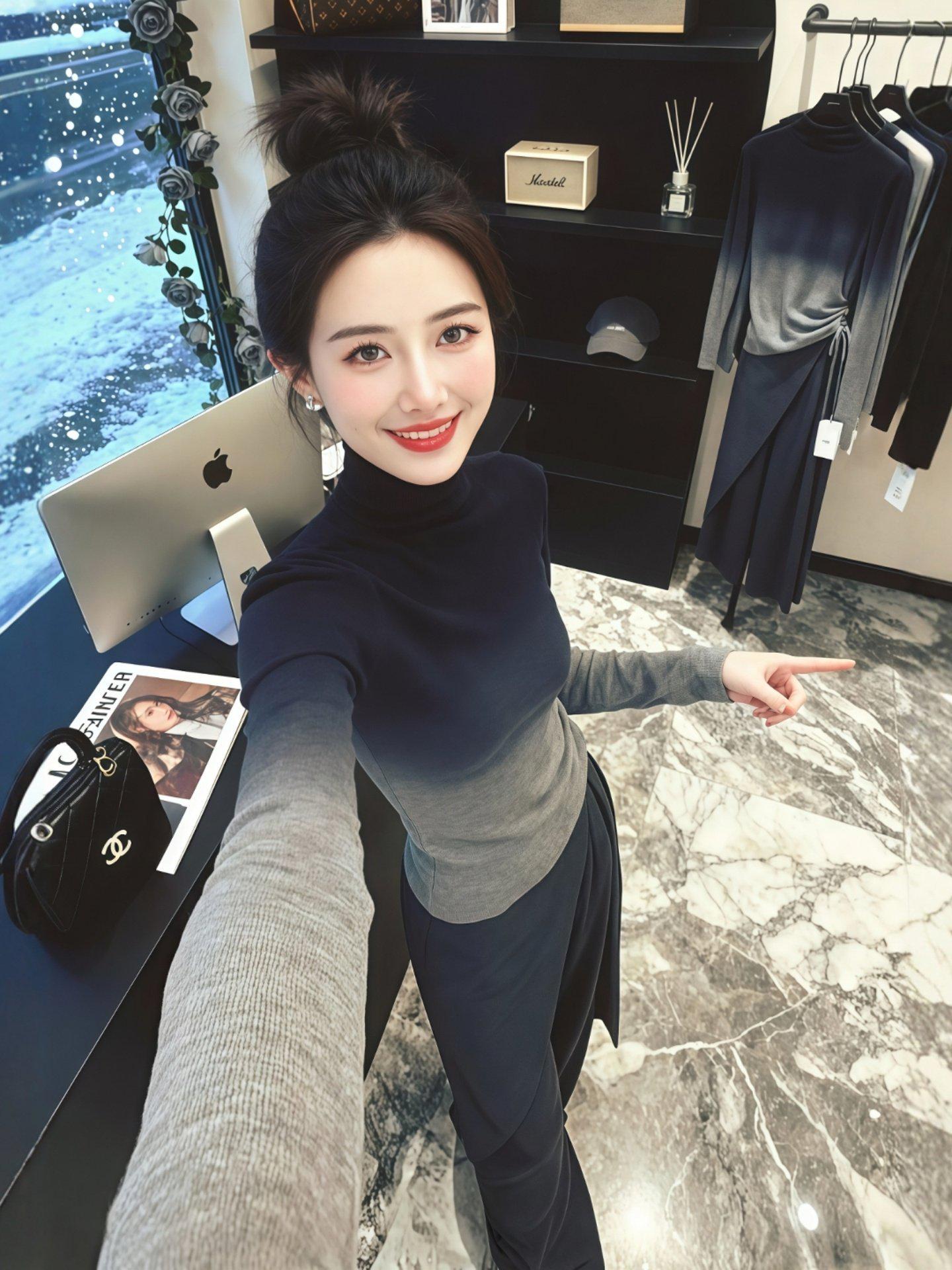 

Gradient Turtleneck Slim Fit Knit Sweater - Wear Solo or Layer, Women s Autumn/Winter Korean Style Slimming Top One Size серый