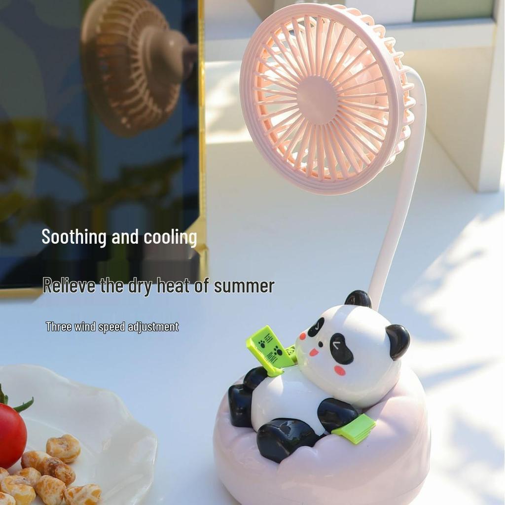 Portable Panda Cartoon Electric Fan for Summer Outdoor Travel