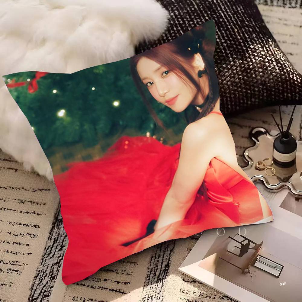 

Kpop Apink Doll In Pink Christmas Pillow Case Square Pillow Bedroom Sofa Leisure Comfort Cushion Living Room Home Decoration 16x16Inch
