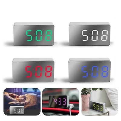 Home Decor Display Time Led Light Mirror Clock LED Display Snooze Digital Alarm Clock