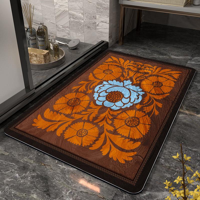 Bathroom Toilet Absorbent Floor Mat Bathroom Door Dirt Resistant Quick Drying Anti Slip Mat