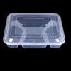 BOUSSAC Disposable 4-Compartment Plastic Lunch Box with Lid (150 Sets, 1000ml)