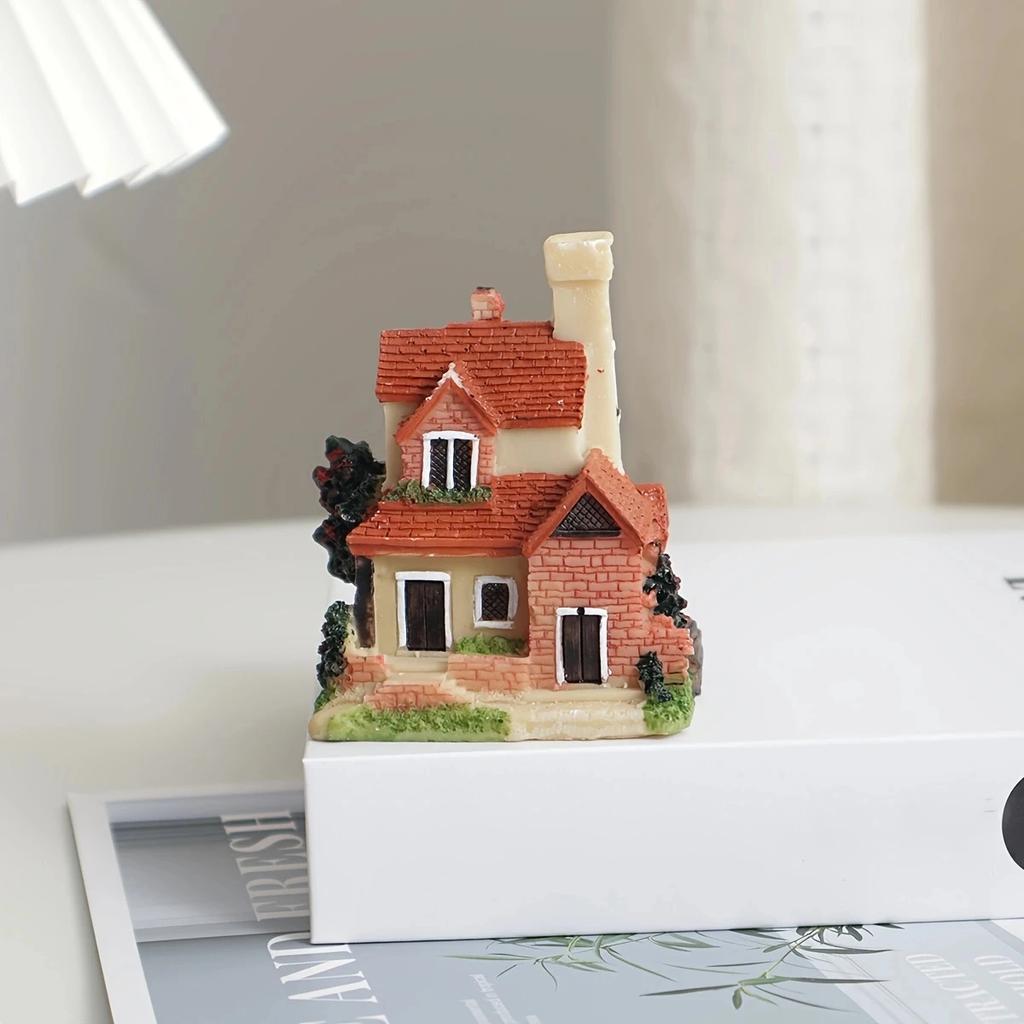 1pc-Resin House Miniatures Figurines Garden Decoration Fairy Garden Resin Craft House Micro Landscape Miniature House Ornaments