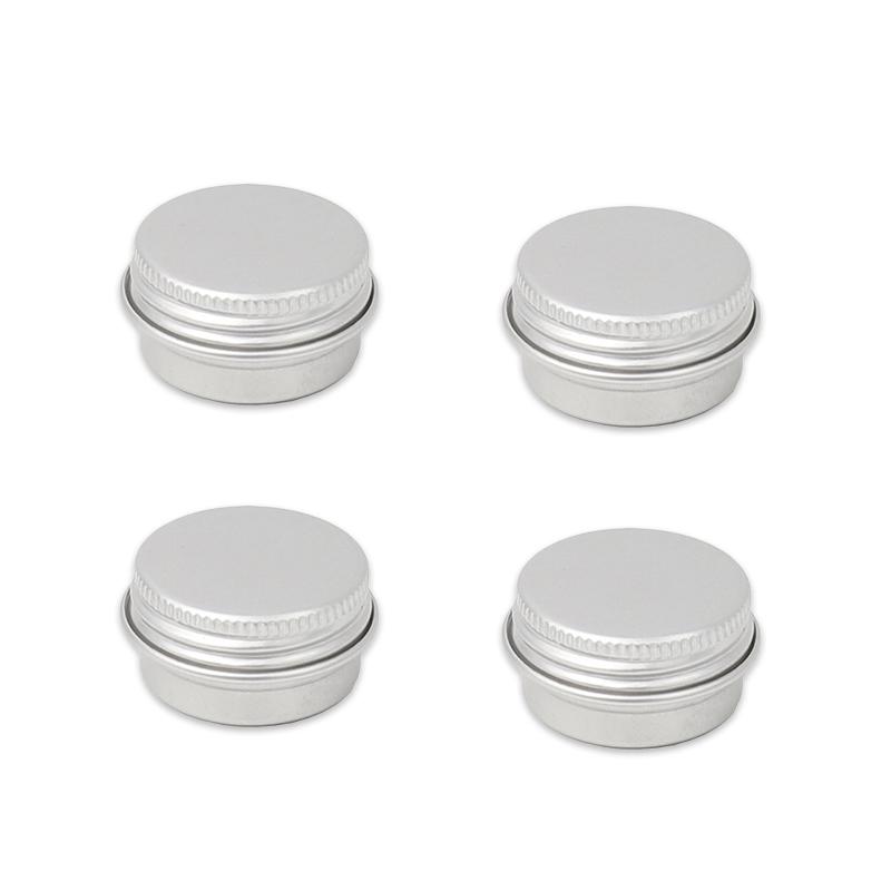 4Pcs Aluminum Tin Jar, Leak Mini Proof Refillable Bottle Salve Tin, Screw Lid Metal Tins Containers for Spice Powder Candies