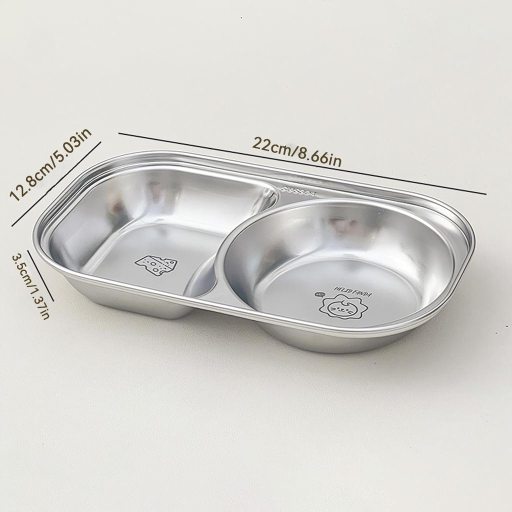 Mini Cute Children Dinner Plate 304 Stainless Steel Divided Food Plates Dishes Fruit Salad Plates Kitchen Tableware