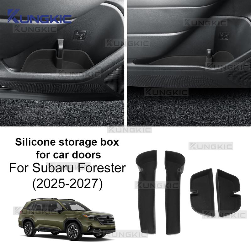 Silicone Storage Box For Subaru Forester 2025 2026 2027 LHD RHD Car Side Doors Organizer Case Interior Accessories
