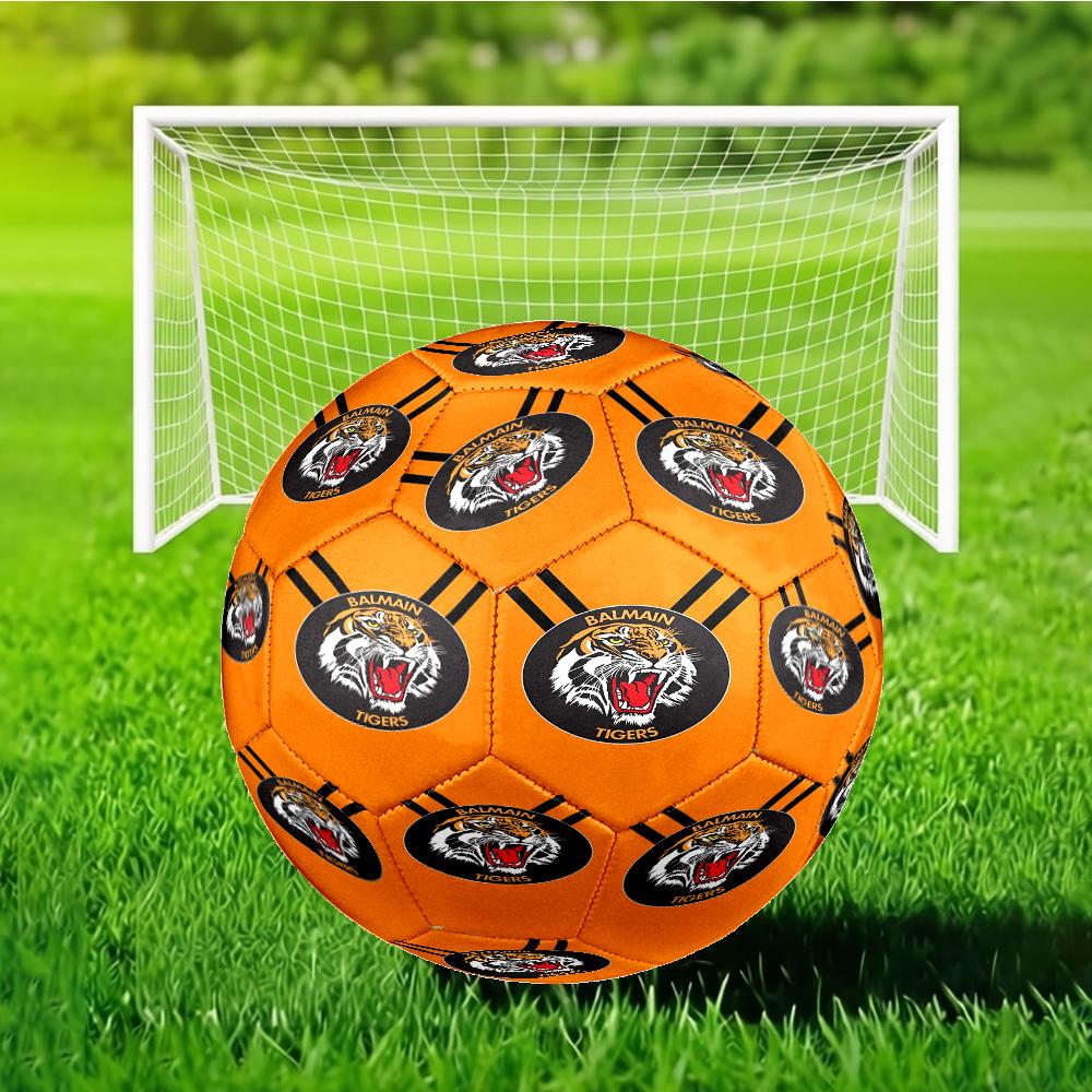 Wests Tigers Roar Strength And Pride Soccer Ball Size 5 Soccer Ball, Machine-stitched, Durable, Suitable for Training and Matches Fan Gift